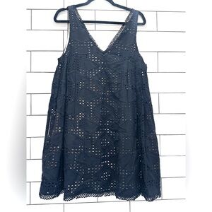 MAEVE by ANTHROPOLOGIE Babydoll Eyelet Black Dress - size MEDIUM